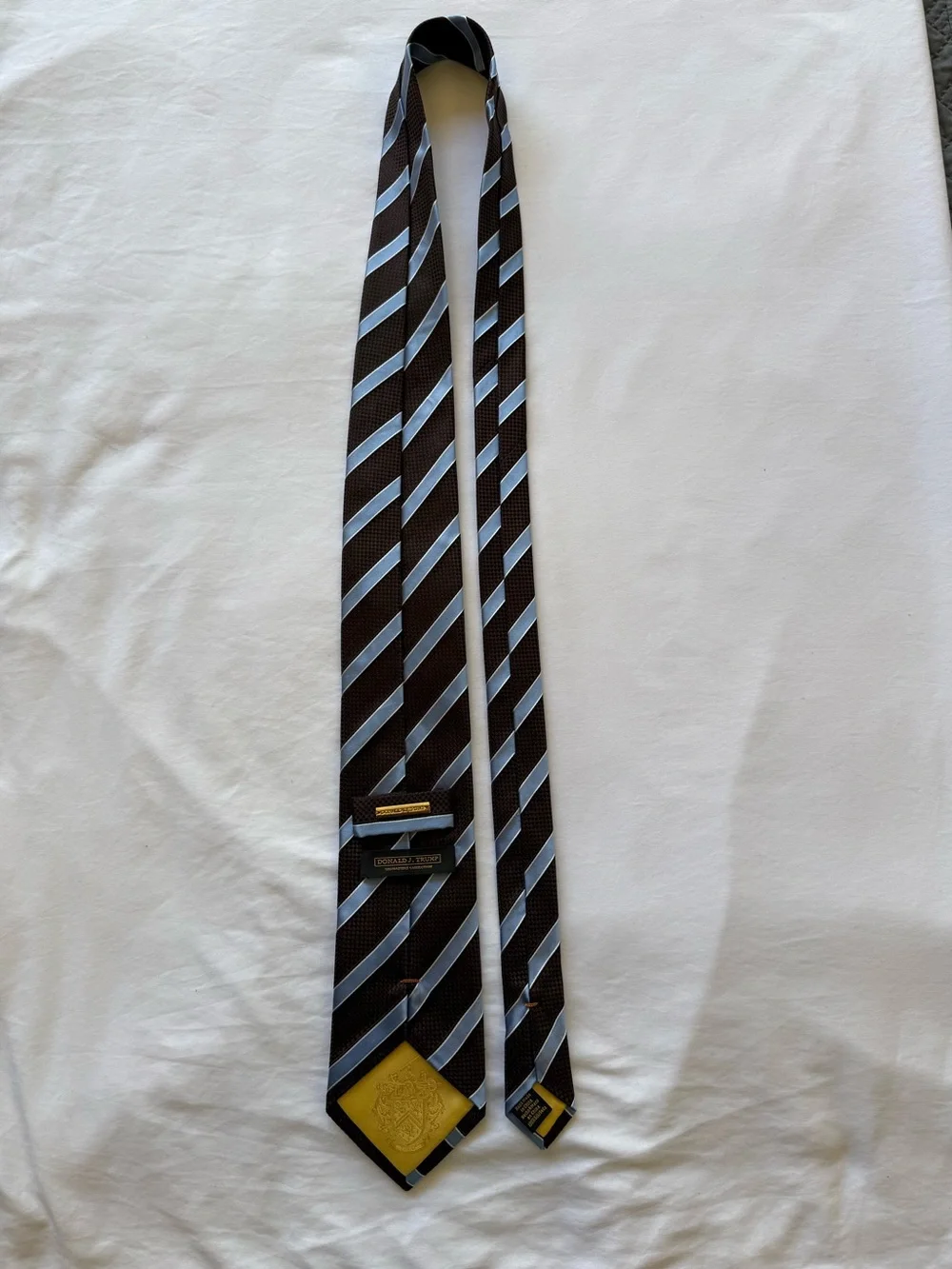 Donald Trump Signature collection brown and Light Blue Striped Men's Dress Tie